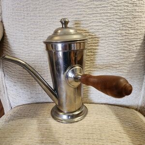 VTG SILVERPLATE HOT CHOCOLATE POT WOOD HANDLE  SILVER PLATE COFFEE Swan Spout
